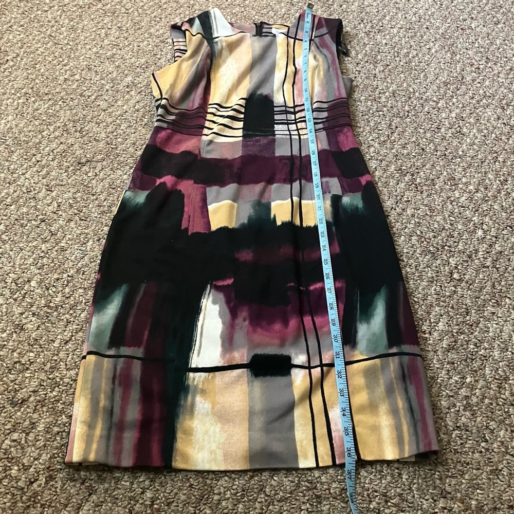 Calvin Klein Sheath Dress Womens Watercolor Geometric Career Professional Office - Picture 9 of 15